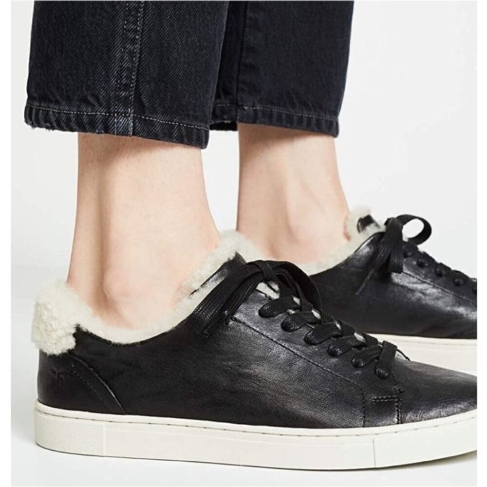 Frye Women’s Ivy Leather and Shearling Lined Sneakers Size 8 M